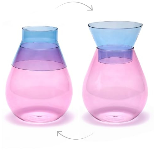 Peleg Design Twotone Home Decor in 3 Farben – Runde Glasvase für Blumensträuße – dekorative Vase mit umklappbarer Oberseite – Glasvasen für Tafelaufsätze