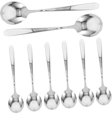 Cabilock 8piezas Cuchara Sopera De Acero Inoxidable Cuchara Grande Cabeza Redonda Para Servir Sopa Cereales y Yogur El Hogar Cocina o Comedor