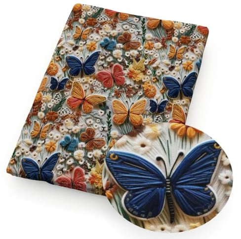TAMTAK 50 * 45cm Blume Schmetterling Tier Nachahmung Stickerei Spitze 3D Gedruckt Muster Quilten Polyester Baumwolle Stoff DIY Handwerk