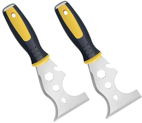 15-in-1 Stainless Steel Paint Scraper Tool, Professional Multi-Purpose Stripper with Paint Roller, Straight & Curved Scrapers for DIY