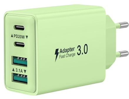 USB C Ladegerät, iPhone Ladegerät, 40W 4 Ports USB C Stecker Schnellladegerät Mehrfach Ladestecker mit PD+QC Power Adapter Ladeadapter USBC Netzteil für iPhone 17 16 15 14 13 12 Pro Max, iPad, Samsung