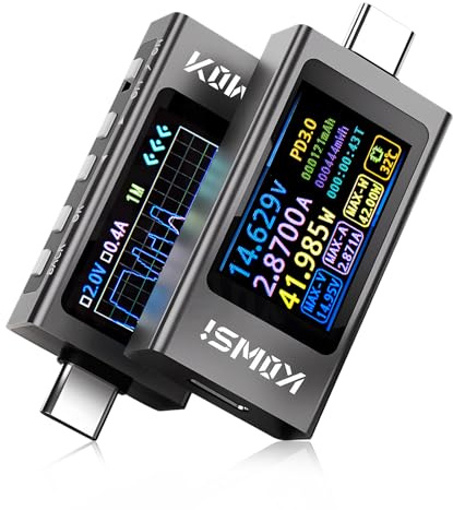 diymore USB Tester Messgerät 3.3V-40V 12A USB Digital Tester Power Meter, Strommessgerät, Spannung Voltmeter, Leistungskapazitä Detektor mit Kurvenmessung, Welligkeitsmessung, Protokolltest