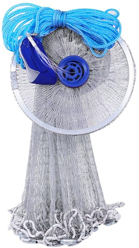Jorzer Net de pêche à la Main de Filet à 8 Pieds avec des Poids en Nylon Casting Professionnel avec Anneau en Aluminium, Filets pour Poissons, Filets pour, coulage