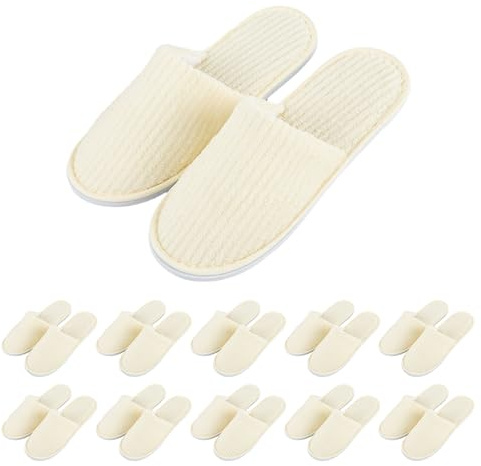 WIYETY 10 Paia Di Pantofole Per Ospiti E Hotel In Corallo In Pile, Pantofole Lavabili In Velluto Di Cotone Unisex, Pantofole Chiuse Per Casa, Bagno, Interni, Beige