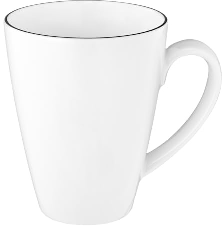 Seltmann Weiden Lido Black Line Kaffeebecher Tambel 12er Set, 350 ml, Becher mit Henkel und schwarzem Rand, Porzellan, Weiß