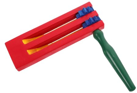 ZUNOXAZ Wood Castanet Clapper Long Handle for Children, Double-layer Educational Percussion Instrument Wooden Castanet for Boys and Girls Music Learning and Rhythm Practice