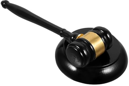 Milisten Solid Wood Judge Gavel with Black Base Lightweight Court Hammer for Auctions Meetings and Role Play Wooden Mallet Tool for Judges and Legal Use