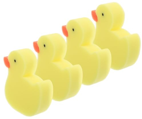 PartyKindom 4pcs Duck Shaped Bath Sponges Soft Gentle Body Scrubbers Friendly Safe Sponge for Bathing Pool Play and Skin Care Portable Lightweight