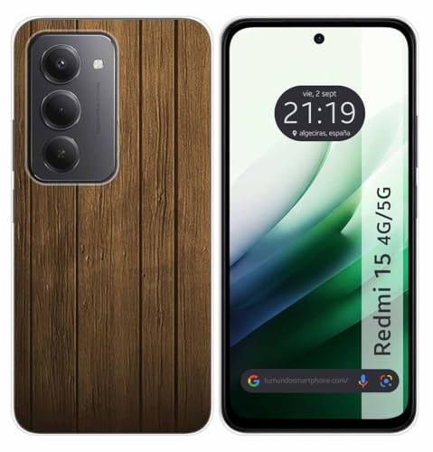Tumundosmartphone Coque en silicone pour Xiaomi Redmi 15 4G / 5G design bois dessins