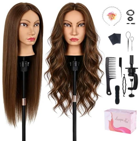 TopDirect Tete a Coiffer Professionnelle 80% Cheveux Naturel, 66CM, Brun