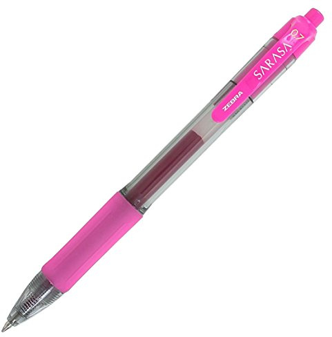 Zebra penna Sarasa infällbar gelbläckpennor, medium punkt 0,7 mm, fuchsia färg, snabbt torrt bläck, 12 st