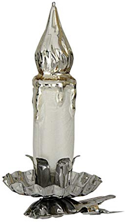 Jingle Bells Lauscha Christbaumschmuck- Kerze- 3er Set eisweiß/Silber
