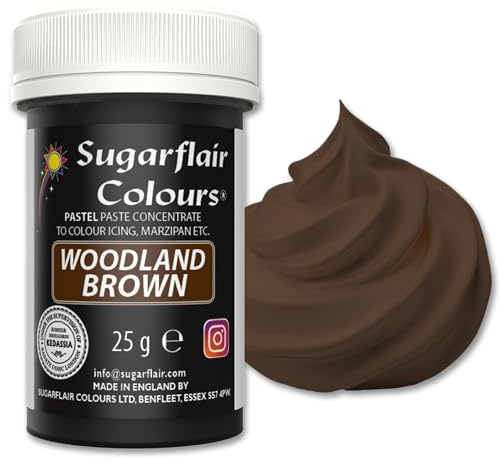 Sugarflair Woodland Brown Food Colouring Paste 25g | Concentrated Woodland Brown Food Dye for Fondant, Buttercream, Cake Decorating and More - Vegan, Kosher, Bake-Stable