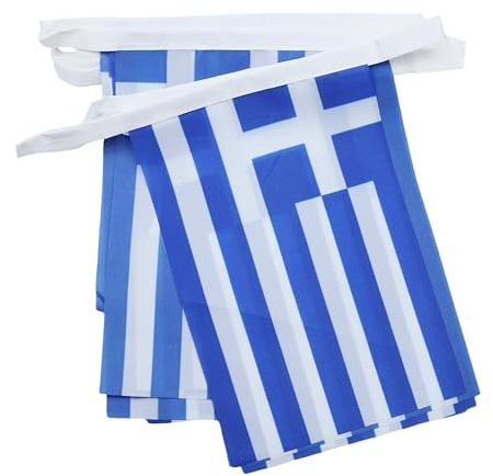 AZ FLAG Wimpelkette Griechenland 6 m 20 Flaggen Leichtes Polyester 21x15 cm