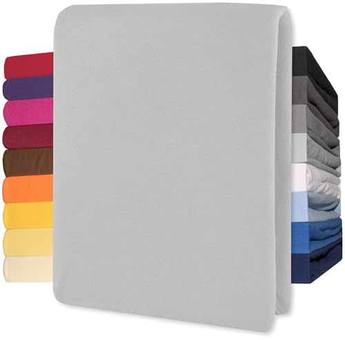 CelinaTex Jersey Topper Spannbettlaken Lucina 180x200-200x200cm Silber grau 100% Baumwolle gekämmt bis 12cm Matratzenhöhe Spannbettbezug, Leintuch, Bettlaken, elastisch, Strech, Oeko-Tex