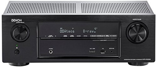 Denon AVRX1200WBKE2 récepteur AV surround 7.1 (Dolby Atmos, .dtsx, WiFi, Bluetooth, Spotify Connect, 5 plus 1 HDMI 3D, 4K, HDCP 2.2, application contrôlée, 7x 145 watts) noir
