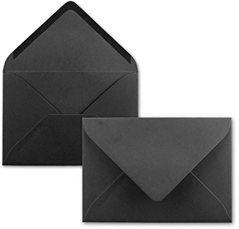 Briefumschläge in Schwarz - 50 Stück - DIN C5 Kuverts 22,0 x 15,4 cm - Nassklebung ohne Fenster - Weihnachten, Grußkarten - Serie FarbenFroh