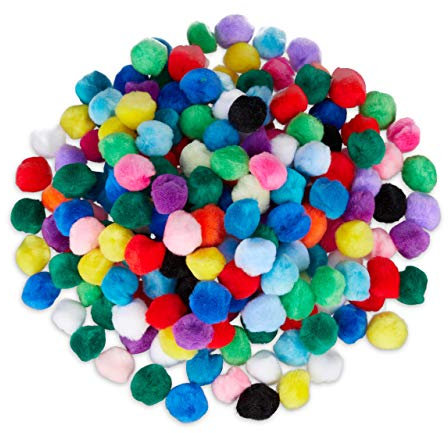 Relaxdays 400x Pompons bunt im Set, kleine Bommeln zum Basteln, Mini Pom Pom Kugeln, Deko für Geburtstag & Hochzeit, D: 2 cm, bunt