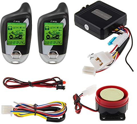 EASYGUARD EM211 2 Way motorcycle alarm system remote start starter shock sensor tilt motion sensor DC12V LCD display