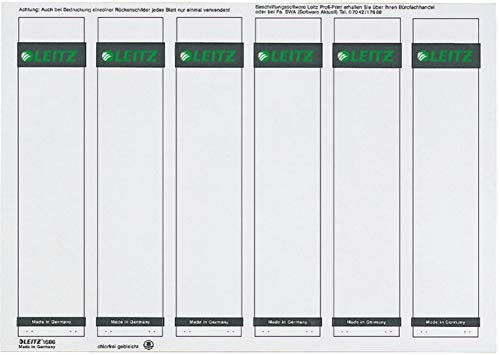 Leitz 1686 PC-beschriftbare Rückenschilder - Papier, kurz/schmal, 600 Stück, grau; Packungsinhalt: 600 Stück