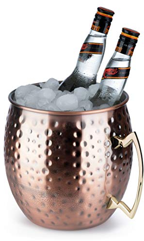 Buddy's Bar - Moscow Mule secchiello del ghiaccio per bottiglie, glacette, capacità 5 litri, raffreddatore in acciaio inossidabile, effetto rame antico martellato, tazza da cocktail gigante