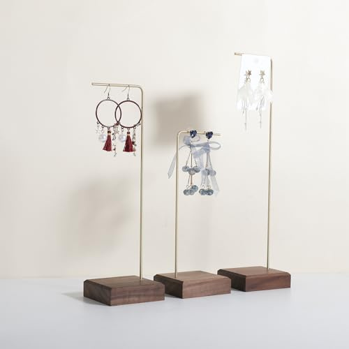 GemeShou 3 supporti per esposizione di orecchini di gioielli in vendita, porta-collane in legno per esposizione di gioielli, scaffale per organizzazione e conservazione di gioielli grande【Noce】