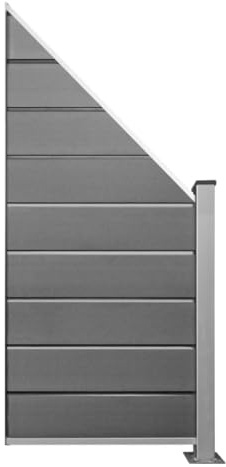HORI WPC Sichtschutz-Zaun Design Komplettset Stecksystem Robuster Windschutz Modernes Lamellenzaun; Ideal für Garten & Terrasse - Anbauelement Schräg - zum Aufschrauben - Grau