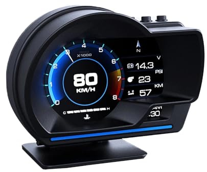 KAOLALI Head Up Display, OBD2 + GPS Dual System Universal Tachometer | Digital Auto HUD Geschwindigkeitsmesser mit Navigation, Übergeschwindigkeitsalarm, Wasser- und Öltemperaturalarm