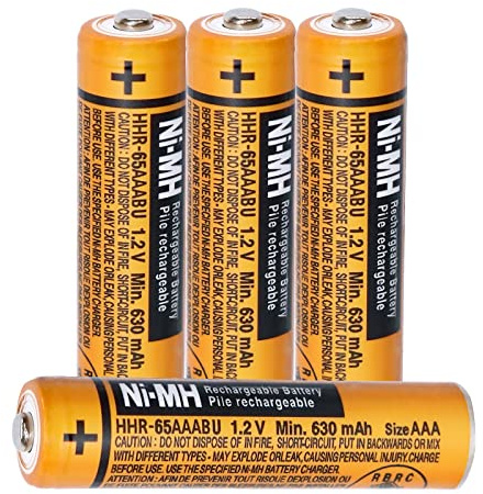 4 Pack HHR-65AAABU NI-MH AAA Rechargeable Batteries 1.2V for Panasonic 630mAh AAA Rechargeable Battery for Cordless Phones