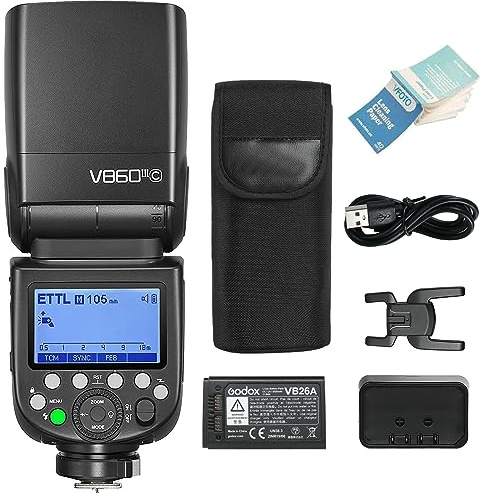 Godox V860III-C Camera Flash Compatible for Canon Camera Flash Speedlight | 2.4G HSS 1/8000s,7.2V/2600mAh,480 Full-Power Flashes,0.01-1.5s Recycle Time,10 Levels LED Modeling Lamp