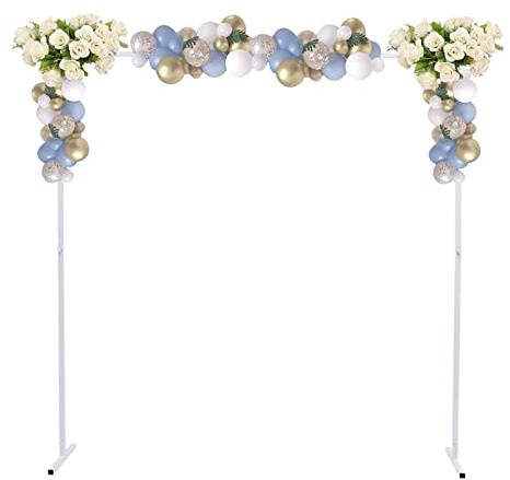 2x2m Schmiedeeisen Hochzeitsbogen Quadrat,Square Way Rack Eisen Montage Tür Metall Torbogen Hochzeit Hintergrund Ausstellungsständer Für Events Dekoration Gartenzubehör (Weiß)
