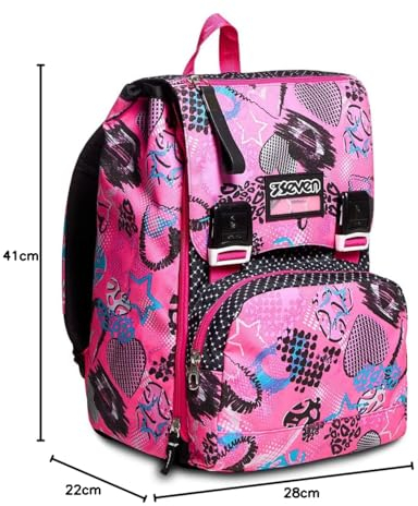 Seven Zaino, Scuole Elementari Medie, Estensibile Bambine e Ragazze, Rosa (Candy Fuxia)