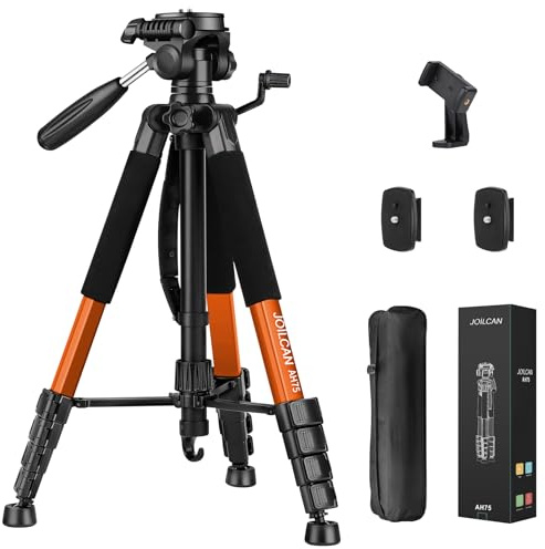 JOILCAN Tripod Camera Tripods, 74 Tripod for Camera Cell Phone Video Photography, Heavy Duty Tall Cameras Tripod Stand, Professional Travel DSLR Tripods Compatible with Canon iPhone, Max Load 15 LB