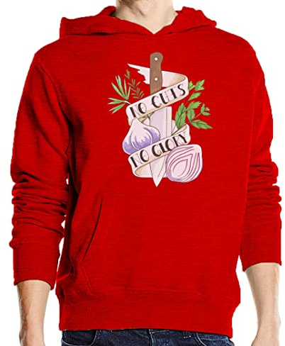Sudadera con capucha con capucha de mezcla de algodón unisex sin cortes sin gloria, divertida cocina, color rojo, rosso, S