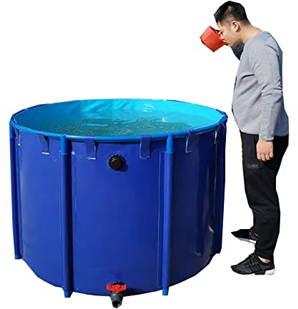 zklaseot Stahlrahmenbecken, Rund Leinwandfisch Teichbecken Mit Metallbügel Große Falte Aquarium Kinderbecken Fischbecken for Wasser Speichern Bewässerung