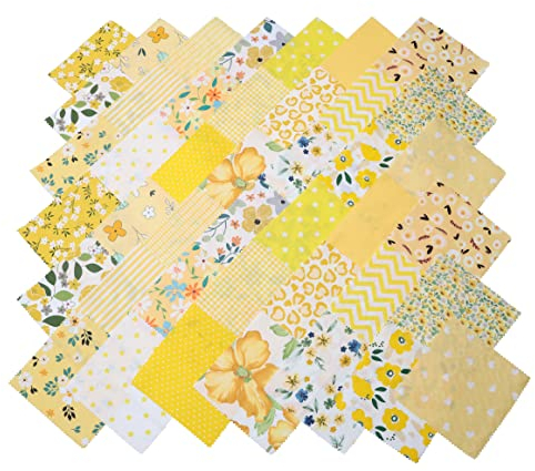 Quilt-Stoffbündel aus 100% Baumwolle, 84 Stück, quadratisch, 12,7 x 12,7 cm, für Quilten, Nähprojekte, Patchwork, Basteln (gelb)