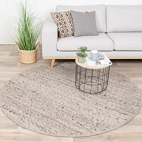 FRAAI | Home & Living Wollteppich Rund - Feline Braun Wolle - Flachgewebe - Einfarbig - Modern, Skandinavisch - Wohnzimmer, Esszimmer, Schlafzimmer - Carpet