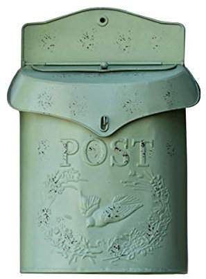 ADITAM Wall Mount Letterbox Post Box Mailbox Suggestion Box Vintage Iron Distressed Metal Country House Outdoor Home Decoration (Green) Double the comfort