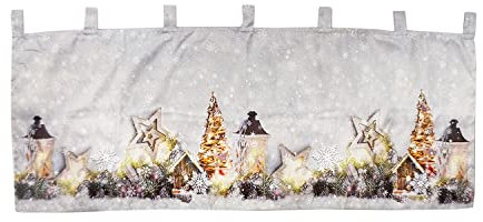 INDA-Exclusiv LED Gardine Weihnachten Weihnachtsgardine Scheibengardine X-Mas beleuchtet Fenstergardine 45x120cm