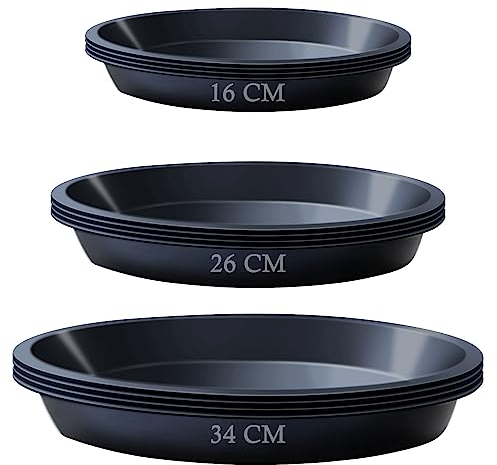 12 Pcs Plant Pot Saucers, 16 cm 26 cm 32 cm Garden Plant Pot Trays Plastic Flower Pot Saucers Round Water Tray Catcher Plant Pot Bases for Indoor Outdoor Garden (16 CM, 26 CM, 32 CM, 4 of Each Size)