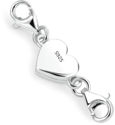 925 Sterling Silver Heart Magnetic Jewelry Clasps Magnetic Necklace Clasps