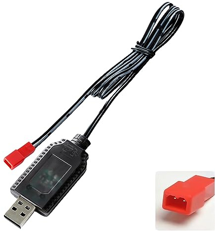 Aliwisdom Smart Universal RC Charger Cable with JST 2 Pin Connector Plug for 4.8V & 6V & 7.2V Ni-MH/Ni-CD Battery Pack, Compatible RC Car/Boat/Plane/Drone/Tank and other remote control toys (6V)