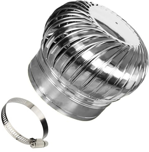 HJXGQJM Cappello Zincato Eolico, Cappa Aspirante in Acciaio Inox, Comignoli Girevoli, Ventilazione Coperchio da Parete Sfiato, Cappa di Scarico Accessorio di Sfiato(7.9inch(200mm))