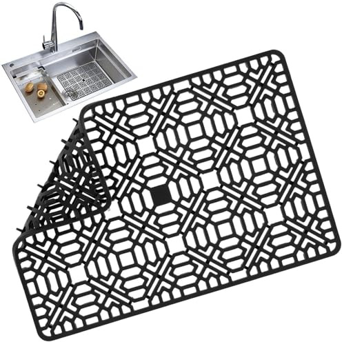 Fopytu Silicone Sink Mat Non-slip Large Sink Protectors for Bottom of Sink Fast Draining Kitchen Dish Drying Mats for Glassware Tableware