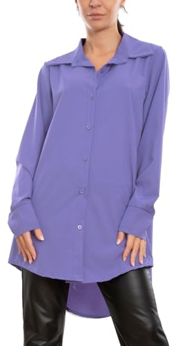 Toocool Camicia Donna Oversize Lunga Elasticizzata Maniche Lunghe VI-3257