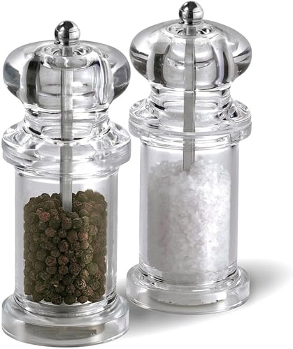 2 Pack Pepper Grinder, Household Sea Salt Ginder, Clear Acrylic Spice Grinder, Manual Pepper Mill, Spice Crusher, Reusable Spice Bottle for BBQ Picnic Camping, Kitchen Gadgets