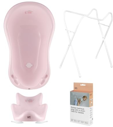 Hylat Baby Set: Bañera estable para bebés con soporte, asiento de baño y desagüe - Certificado TÜV Rheinland - solución ideal para maravillosas experiencias de baño - Colección Lite
