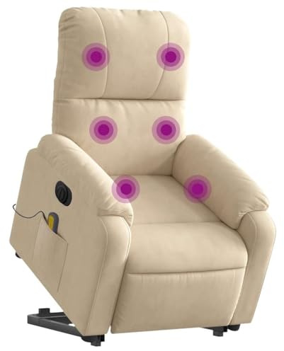 vidaXL Elektrisk massagefåtölj med uppresningshjälp mikrofibertyg, fåtölj, fåtölj med uppresningshjälp, reclinerstol, fåtöljer