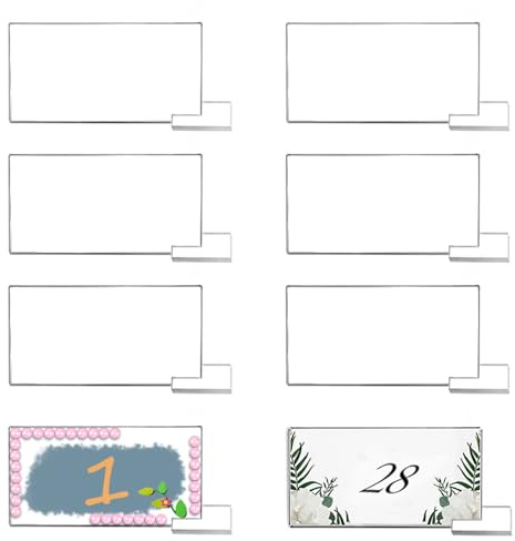 Zasvec 20 Panneaux en Acrylique Transparent avec Support Cartes de Placement Rectangulaires - Numéros de Table Mariage