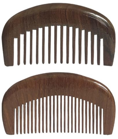 HSIXHAF 2 pcs Sandelholz Haarkamm Holzkamm Breiter Zahnkamm Natürliche Grünes Antistatisch Frisierkamm Massage Grob Haarkamm Reise Haarentwirrerbürste fur Damen und Herren, 2 Arten von Kammzähnen